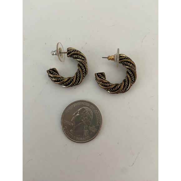 Vintage Mixed Tone Hoop Earrings - Statement Jewelry - Picture 2 of 4